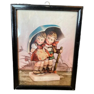 VTG M.J.Hummel Stormy Weather Photo Art Print Framed Nursery Room Decor Baby Art